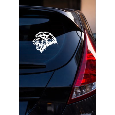 Kral Aslan Oto Sticker - Kükreyen Aslan Başı Araba Sticker - Araba Aksesuar 15x13cm