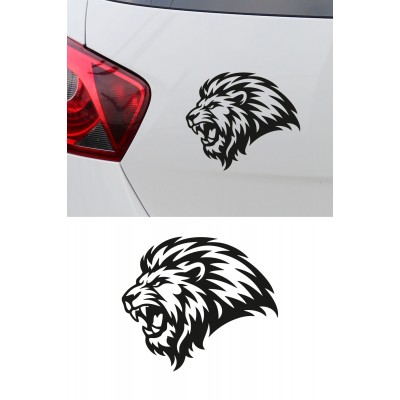 Kral Aslan Oto Sticker - Kükreyen Aslan Başı Araba Sticker - Araba Aksesuar 15x13cm