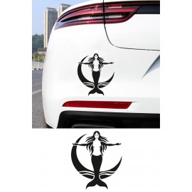 Denizkızı Sticker - Ay İçinde Denizkızı Oto Sticker - Araba Motor Sticker 13x15cm