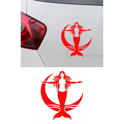Denizkızı Sticker - Ay İçinde Denizkızı Oto Sticker - Araba Motor Sticker 13x15cm