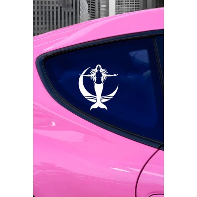 Denizkızı Sticker - Ay İçinde Denizkızı Oto Sticker - Araba Motor Sticker 13x15cm
