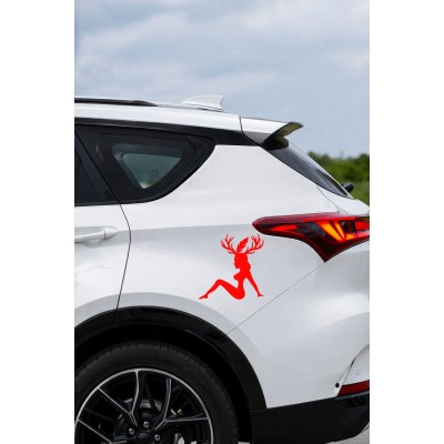 Geyik Kadın Sticker - Araba Motor Sticker - Kask Sticker 15x15cm