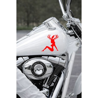 Geyik Kadın Sticker - Araba Motor Sticker - Kask Sticker 15x15cm