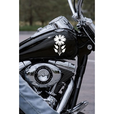 Çiçek Oto Sticker - Papatya Sticker - Araç Aksesar - Motor Kask Sticker 9x15cm