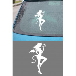 Kadın Sticker - Seksi Şeytan Oto Sticker - Motor Kask Sticker 9x15cm
