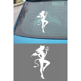 Kadın Sticker - Seksi Şeytan Oto Sticker - Motor Kask Sticker 9x15cm