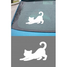 Esneyen Kedi Sticker - Kedi Araba Sticker - Minimal Kedi Oto Sticker 15x10cm