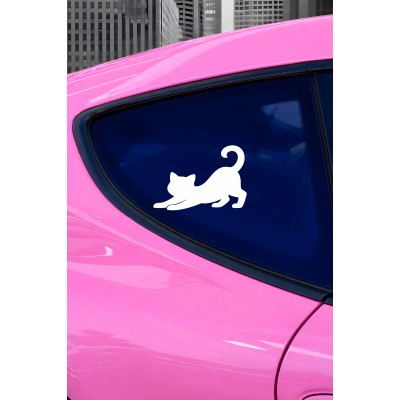 Esneyen Kedi Sticker - Kedi Araba Sticker - Minimal Kedi Oto Sticker 15x10cm