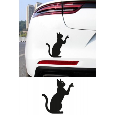 Kedi Sticker - Araba Sticker - Kedi Siluet Oto Sticker 14x15cm