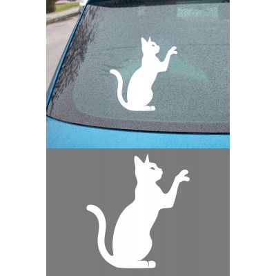 Kedi Sticker - Araba Sticker - Kedi Siluet Oto Sticker 14x15cm