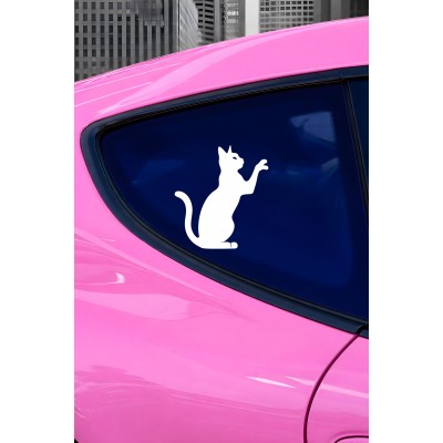 Kedi Sticker - Araba Sticker - Kedi Siluet Oto Sticker 14x15cm