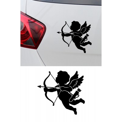 Aşk Meleği Araba Sticker - Ok Yayan Melek Oto Sticker - Araç Sticker 15x14cm