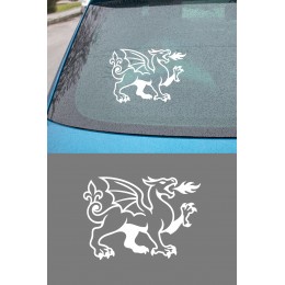 Ejderha Sticker - Ateş Püsküren Ejderha Oto Sticker - Araba Motor Kask Sticker 15x11cm