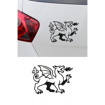 Ejderha Sticker - Ateş Püsküren Ejderha Oto Sticker - Araba Motor Kask Sticker 15x11cm
