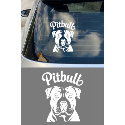 Pitbull Yazılı Sticker - Pitbull Köpeği Araba Sticker - Pitbull Logo Oto Sticker 12x15cm