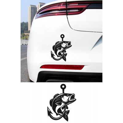 Balık Kanca Sticker - Balıkçı Araba Sticker - Olta Balık Oto Sticker 12x15cm