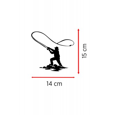 Olta Atan Adam Oto Sticker - Balıkçı Sticker - Araba Sticker 14x15cm