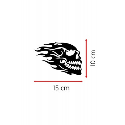 Alevli Kuru Kafa Oto Sticker - Modifiye Araç Sticker - Alevli Araba Sticker 15x10cm