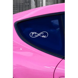 You & Me Yazılı Oto Sticker - Sonsuzluk İşareti Araba Motor Sticker 20x7cm