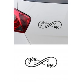 You & Me Yazılı Oto Sticker - Sonsuzluk İşareti Araba Motor Sticker 20x7cm