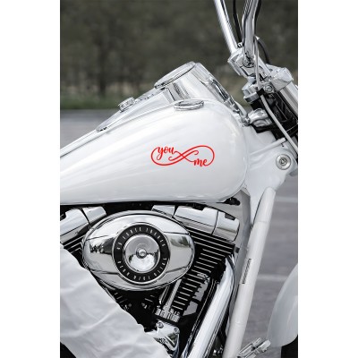 You & Me Yazılı Oto Sticker - Sonsuzluk İşareti Araba Motor Sticker 20x7cm