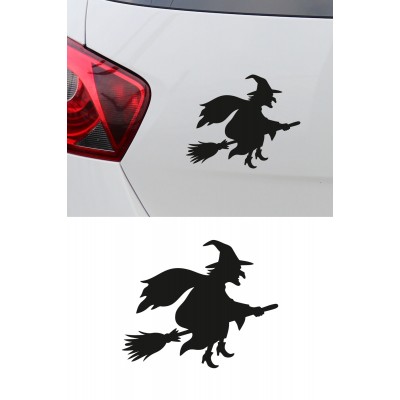 Uçan Cadı Sticker - Cadı Figürlü Araç Sticker - Araba Motor Sticker Etiket 15x12cm