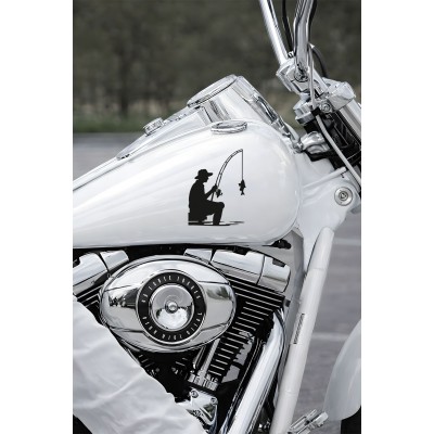 Balık Tutan Adam Sticker - Balıkçı Araç Sticker - Araba Motor Sticker 11x15cm