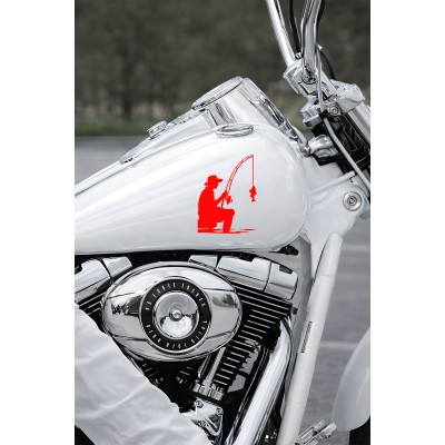 Balık Tutan Adam Sticker - Balıkçı Araç Sticker - Araba Motor Sticker 11x15cm