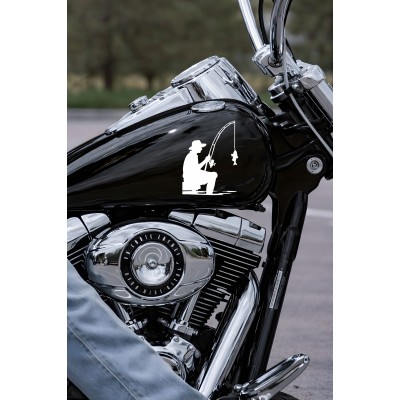 Balık Tutan Adam Sticker - Balıkçı Araç Sticker - Araba Motor Sticker 11x15cm
