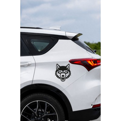 Vahşi Kurt Oto Sticker - Alfa Kurt Araba Motor Sticker - Laptop Araba Oto Motor Çıkartma 14x15cm