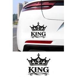 King Yazılı Taç Oto Sticker - Kral Temalı Araba Motor Sticker 15x14cm