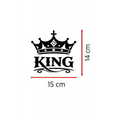 King Yazılı Taç Oto Sticker - Kral Temalı Araba Motor Sticker 15x14cm