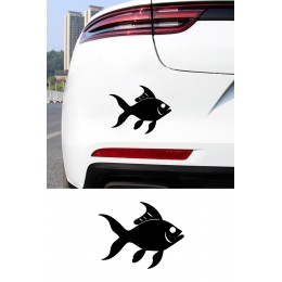 Balık Figürlü Oto Sticker - Araç Cam Kaput Sticker - Sevimli Balık Çıkartması 15x12cm