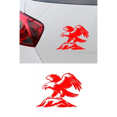 Kartal Oto Sticker - Kartal ve Dağ Figürlü Çıkartma - Araba Motor Sticker 15x11cm