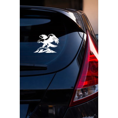 Kartal Oto Sticker - Kartal ve Dağ Figürlü Çıkartma - Araba Motor Sticker 15x11cm