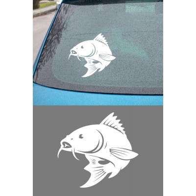 Balık Figürlü Araba Stickerı - Oto Sticker - Motor Sticker - Balıkçılara Özel Sticker 15x14cm