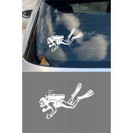 Dalgıç Oto Stickerı – Sualtı Dalış Temalı Araba Sticker 15x10cm