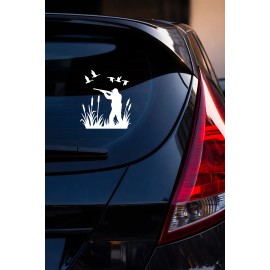 Avcı Araba Stickerı - Doğa ve Kuş Avı Temalı Tasarım - Araba Motor Oto Sticker 15x13cm