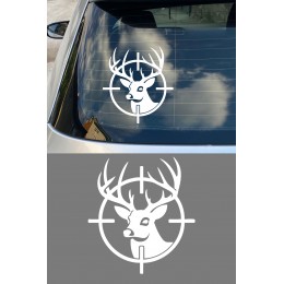 Geyik Sticker – Avcılık Temalı Araba Cam Kaput Sticker - Araba Motor Oto Sticker 15x14cm