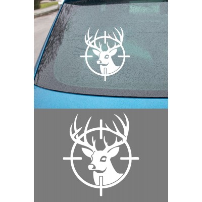 Geyik Sticker – Avcılık Temalı Araba Cam Kaput Sticker - Araba Motor Oto Sticker 15x14cm