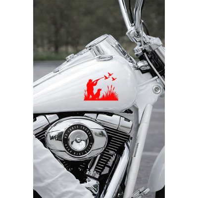 Avcı Sticker – Kuş ve Köpek Figürlü Sticker - Araba Motor Oto Sticker 15x13cm