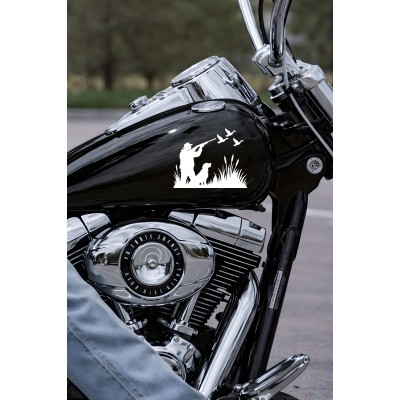 Avcı Sticker – Kuş ve Köpek Figürlü Sticker - Araba Motor Oto Sticker 15x13cm