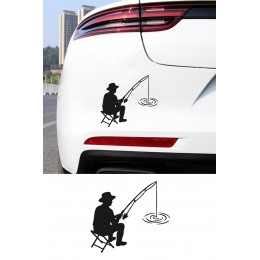 Balıkçı Oto Stickerı – Balık Tutma Temalı - Araba Motor Oto Sticker 15x13cm