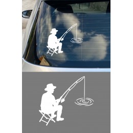 Balıkçı Oto Stickerı – Balık Tutma Temalı - Araba Motor Oto Sticker 15x13cm