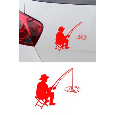 Balıkçı Oto Stickerı – Balık Tutma Temalı - Araba Motor Oto Sticker 15x13cm