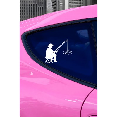 Balıkçı Oto Stickerı – Balık Tutma Temalı - Araba Motor Oto Sticker 15x13cm