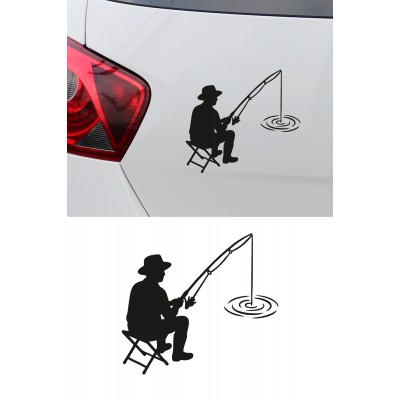 Balıkçı Oto Stickerı – Balık Tutma Temalı - Araba Motor Oto Sticker 15x13cm