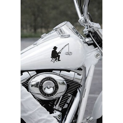 Balıkçı Oto Stickerı – Balık Tutma Temalı - Araba Motor Oto Sticker 15x13cm