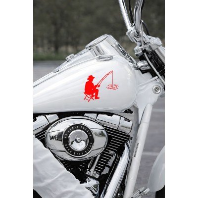 Balıkçı Oto Stickerı – Balık Tutma Temalı - Araba Motor Oto Sticker 15x13cm