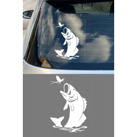 Balık Figürlü Oto Sticker - Balık Temalı Araba Stickerı - Dekoratif Motor Sticker 15x10cm